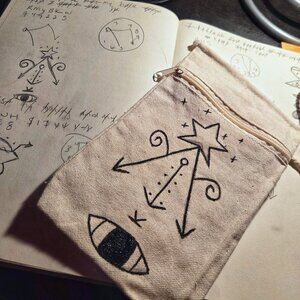 Hand-Painted Canvas Crossbody – “I trust the universe” Sigil Bag
